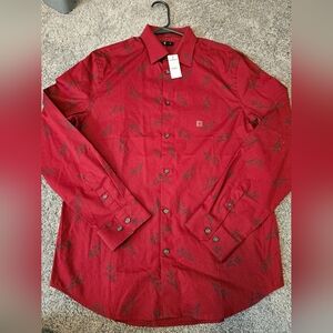 NWT Mens Express Red Floral Shirt